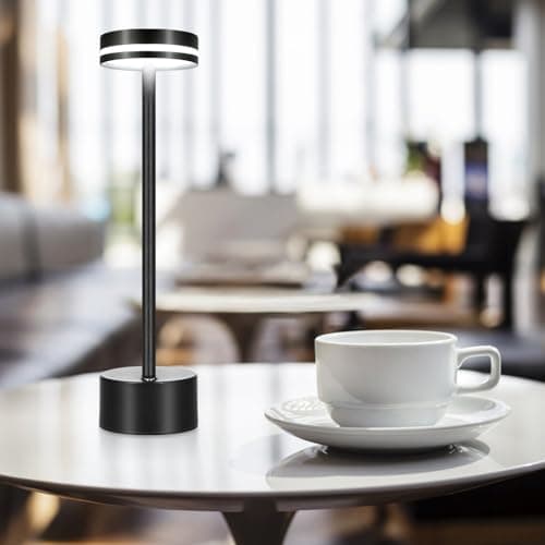Neoglint Lampe de Bureau Sans Fil, Lampe de Table Tactile À Intensité Variable, 4000 mAh, 7,5 W, Lampe de Chevet Portable en Métal Rechargeable de 31 cm de Haut (Noir)