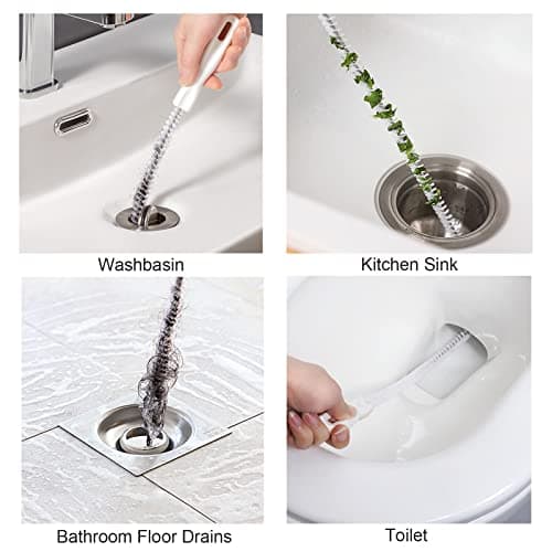 KEYRI 2 Pièces Brosse de Nettoyage de Drain D'égout, Flexible 45cm évier Brosse de Nettoyage pour Débouchage de Canalisation et Les Tuyaux, Vidange Drague Outil pour Salle de Bains Cuisine (2 Pièces)