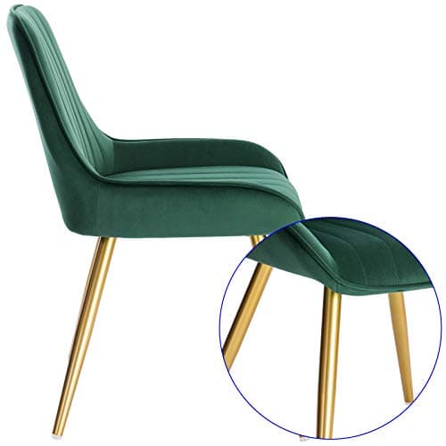 Lestarain Chaises de Salle à Manger Lot de 4 avec Dossier,Chaise de Cuisine Chaise de Salon Fauteuil Chaise Velours avec Pieds en Métal,Vert foncé