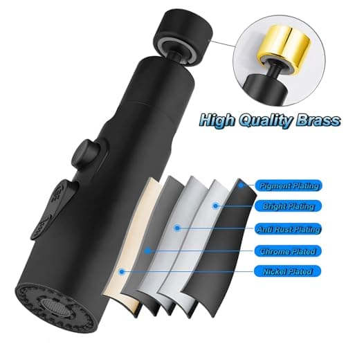 Aérateur de Robinet, 360° Pivotant Embout Robinet Cuisine avec 3 Modes Douchette Mousseur Robinet Economie Eau, Adaptateur Economiseur D'eau Pour Robinet Salle De Bain lavabo (Noir)