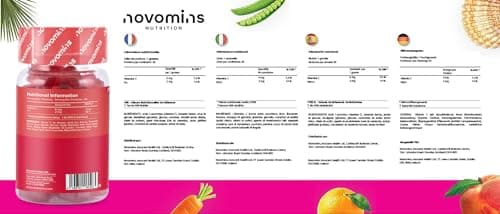 Novomins Gummies au Fer Enfants – Supplément de Fer pour Enfants – Energie et Système Immunitaire – Végétaliens – 1 Mois d'Approvisionnement – 30 Vitamines à Macher pour Enfants