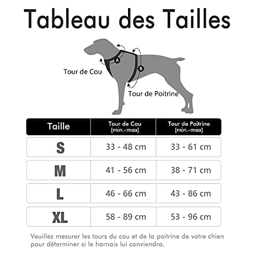 rabbitgoo Harnais Chien Anti Traction, Arnet pour Chien Facile à Mettre Harnais Réfléchissant Réglable avec Attache Devant Harnais pour Chien Moyen, Large, Couleur Noir