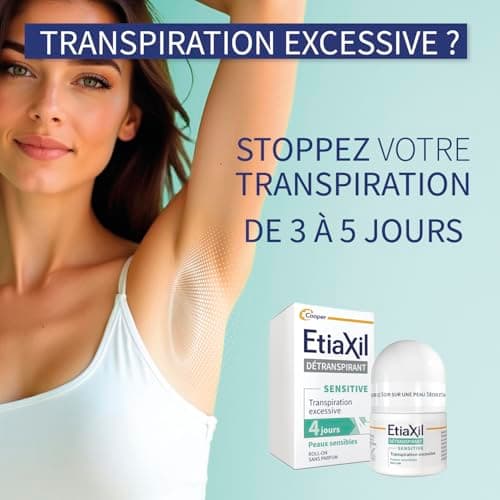 ETIAXIL - Déodorant Détranspirant - Traitement Transpiration Excessive - Aisselles - Peaux Sensibles - Efficacité 4 jours -15 ml