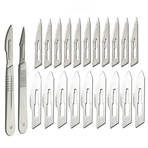 ABMRO Lame chirurgicale stérile fabriquée en acier au carbone - Taille stériles n ° 11 et 23 (10 chacune)- emballés individuellement dans stérile