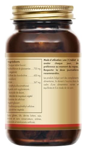 Solgar Extra Concentré Glucosamine Chondroïtine MSM - Haute qualité - Ingrédient breveté - Forte concentration - Complément Alimentaire - Flacon de 60 comprimés
