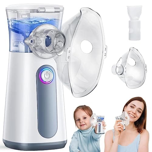 Aidisy Silent Portable Aerosol Adultes et Enfants - Appareil à Ultrasons Aérosol Efficace Soulager la Respiration, 2 Masques et Embout Buccal, USB-C Rechargeable, Vitesse d’Atomisation Réglable-Gris