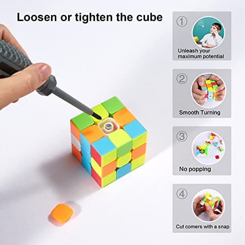 ROXENDA Cube de Vitesse 3X3 Speed Cube, Stickerless Cube Magique Facile à Tourner et à Lisser Speedcube- Tourne Plus Vite Que l'original (3x3x3)