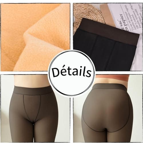 Collant Polaire Femme,éLasticité Legging Collant ,Collant Grande Taille,Collant Polaire Femme Effet Transparent Grande Taille S-M,L-XL,XXL Taille Leggings Femme Chaleureux (01-Noire Peau L/XL)