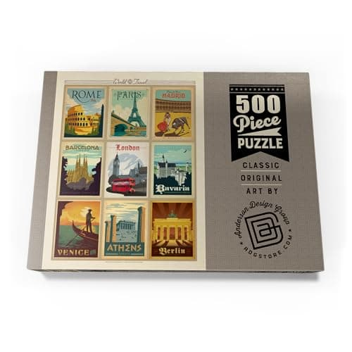 MyPuzzle Europe Travel, Collage, Poster Vintage - Premium 500 Pièces Puzzle - Collection spéciale MyPuzzle de Anderson Design Group