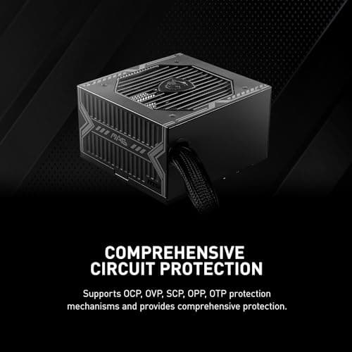MSI MAG A650BN Bloc d'alimentation, Prise EU - 650W, Certifié 80 Plus Bronze, PSU ATX, Rail Unique 12V, Circuit DC vers DC, Ventilateur 120mm - Garantie 5 Ans