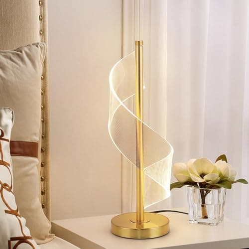 Mengjay LED Lampe de chevet,LED dimmable Spirale Lampe de table,3 températures,LED Moderne Lampe de Bureau pour chambre/salon/bureau/hôtel (Doré)