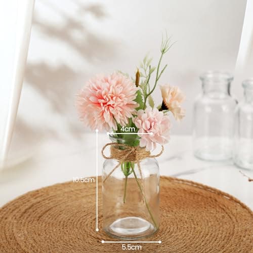 Lannvan 12 Mini Vases en Verre - Petits Vases pour Decoratifs de Table Mariage - Vases Décoratifs avec Ficelle - Mini Vase en Verre pour Décorations de Table Moderne - Lave Vaisselle - 130ml