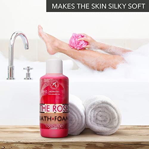 Mousse de Bain à Huile Essentielle Absolue de Rose 1000ml - Soin du Corps - Bon Sommeil - Beauté - Bain - Soin du Corps - Bien-être - Détente - Aromathérapie - Spa