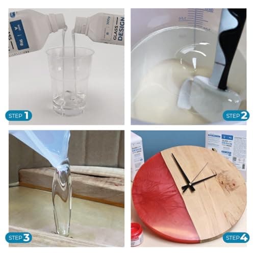 Résine Époxy Transparente pour Tables et Créations, Effet Verre - Idéale pour artisanat, accessoires, River Tables - table rivière- et Design. Colorable (1,3 kg)
