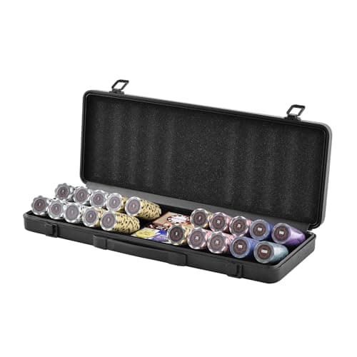 VEVOR Mallette de Poker 500 Jetons de Poker en Argile et ABS 14 g 40x3,3 mm avec 2 Jeux de Cartes Texas Hold'em 1 Bouton de Croupier et 2 Boutons Blind pour Blackjack Jeux de Hasard Casino à Domicile