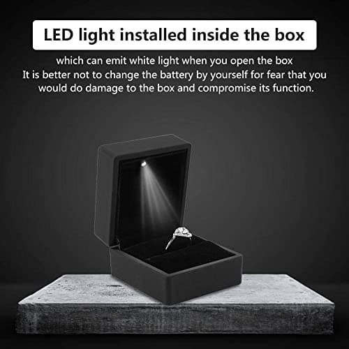 Salmue Boîte-cadeau de bijoux avec lumière LED, collier Bracelet bagues pendentif étui de rangement pour proposition de mariage fiançailles Saint-Valentin faveurs anniversaires breloques (Bague), 1, 1