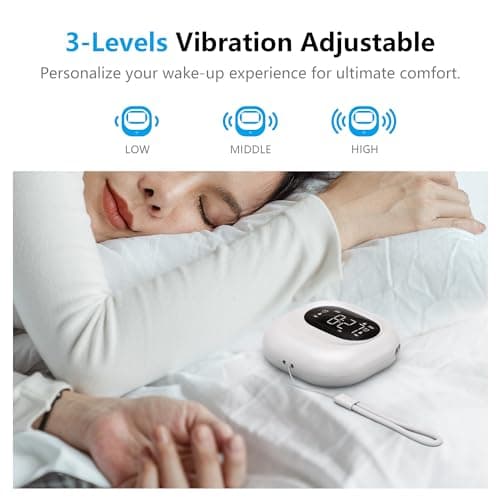 Mesqool Réveil Vibrant pour Les Gros Dormeurs, Réveil avec Batterie Rechargeable, Vibration Réglable, sans Fil, Double Alarme, Rétroéclairage, Réveil Numérique Portable de Voyage pour Malentendants