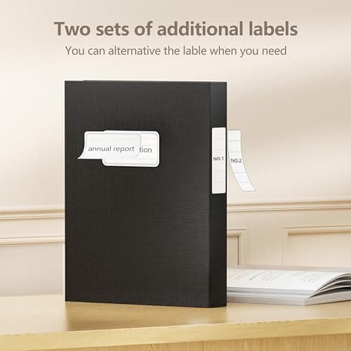 JiaWei Lot de 3 Boîtes de classement avec Couvercle Magnétique, dos de 40 mm, en Carton Extra Fort de 1800 g/m2 avec étiquettes remplaçables pour DIN A4 - Noir