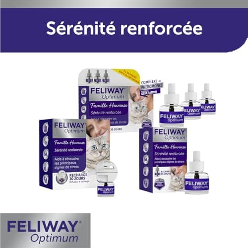 FELIWAY Optimum - Anti-Stress pour Chat - Complexe de phéromones apaisantes pour Une sérénité renforcée - 1 Recharge 30 Jours