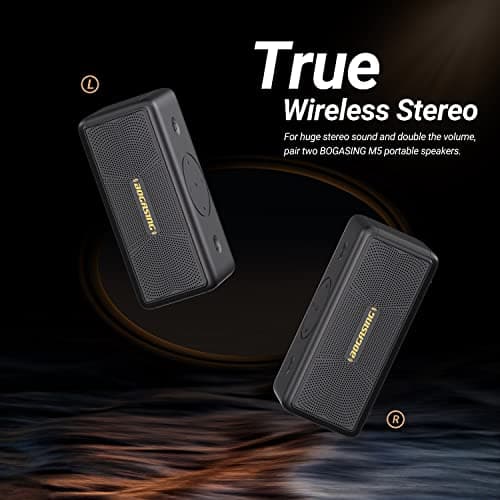 BOGASING Enceinte Puissante M5, 40W Surround Stéréo, Basses Profondes Haut Parleur, Autonomie 30 h, Bluetooth 5.3, Étanche IPX7, EQ, AUX, TF Carte, USB, sans Fil Portable pour d'Extérieur