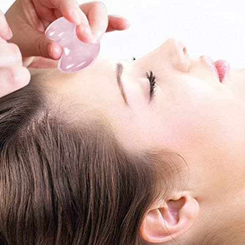 Tyenaza Piedra Masaje, Gua Sha Rosenquarz, Outil de Massage au Quartz d'aventurin Naturel pour Le Visage et Les Yeux, Enlever pour Les Rides et Le Spa Relaxant