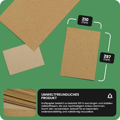 Netuno 50x papier kraft 225g A4 210 x 297 mm Aster Kraft carton kraft carton brun papier recyclé carton de bricolage papier vintage pour brochures billets d'entrée passe-partout cartes postales