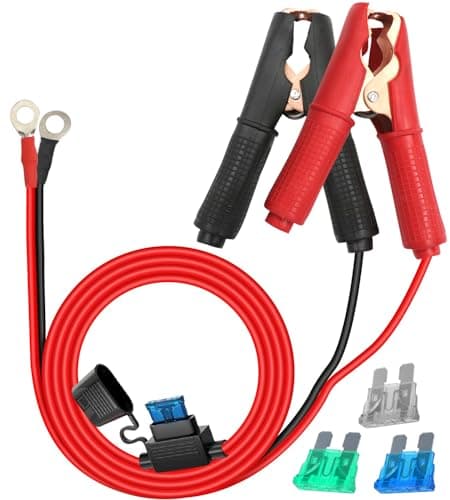 HuaLiSiJi Pince Crocodile Batterie 12V 24V avec Fusible Pinces Crocodiles Voiture Pince pour Cable Batterie 30A 14AWG, for Automotive Battery Other Equipment (1.5m)