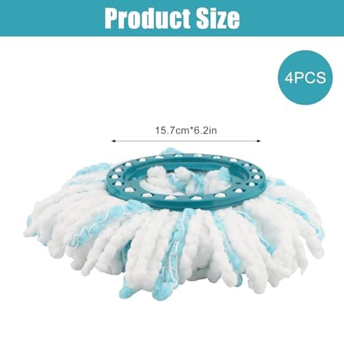 4 Pièces pour Leifheit Têtes de Rechange Clean Twist Disc Mop Franges de Remplacement en Microfibres pour Un Nettoyage Efficace des Particules de Saleté, Lavage Sol.