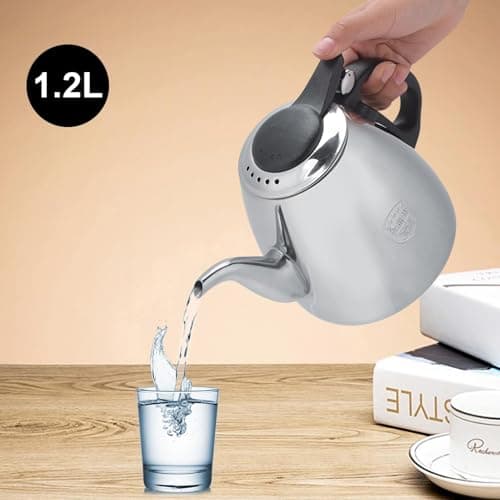 Théière, Petite Théière En Acier Inoxydable, Bouilloire à Col De Cygne, Théière Tovetop, Chauffe-eau Chaude, Bouilloire à Café Pour Cuisinière, Plaque à Induction(1.2L)