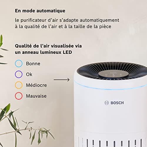 Bosch Air 2000 Purificateur d'Air jusqu'à 37,5 m2 - élimine efficacement la Pollution grâce au filtre HEPA, au Capteur intelligent, au Mode Veille
