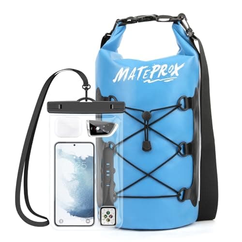 MATEPROX Sac Sec étanche 5L 10L 20L Dry Bag Sack avec Sangle réglable, Sac étanche pour Kayak, Randonnée, Rafting et Camping avec Pochette étanche pour Téléphone-10L Bleu