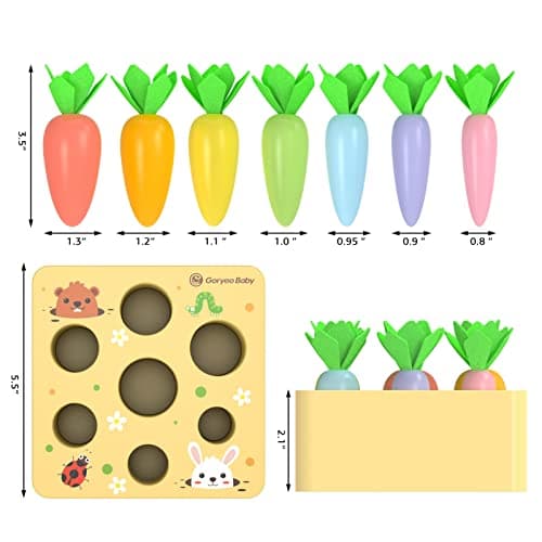 KMTJT Jeux Montessori 1 an | Jouet Bebe 1 2 3 an | Jouet Enfant 1 an | Jeu De Récolte De Carottes en Bois | Jouets D'activité Et De Développement | Cadeau Paques Bebe 2 3 Ans