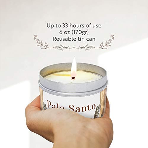 Chandelita Bougie Parfumée au Palo Santo pour la Purification de L'énergie, la Guérison et le Nettoyage Spirituel avec Cire de Soja pour la Relaxation, la Méditation et la Guérison des Chakra