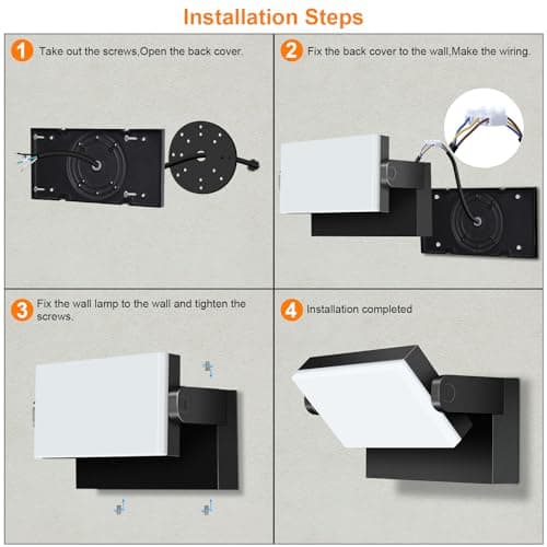Kingwen 40W Applique Murale Exterieur Rotatif 3000K, Applique Led Extérieur Noir Angle Réglable 360°, Lumiere Extérieur Imperméable IP65 pour Jardin Entrée Terrasse