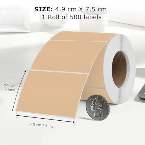 YIKIADA Kaki Étiquette Thermique Vinyle 50 x 76 mm Rouleau Rectangulaire Autocollant Adresse Autocollant Étanche Autocollant pour Nom Code Barres QR Code DIY 500 Pièces