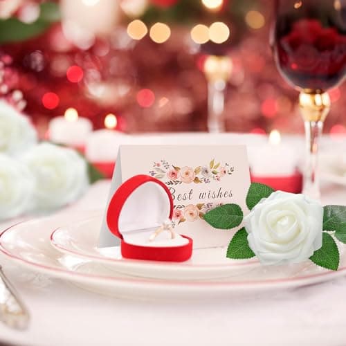 ilauke 30 Rose Blanche Artificielle avec Tiges et Carte,Roses en Mousse en Vrac 8cm Fausses Fleurs Rose pour Toucher Réaliste,Bouquet de Fleurs Artificielles avec Feuilles pour Centre de Table Mariage