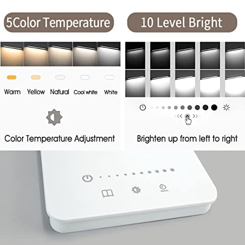 Lampe de Bureau LED 15W Lampe Bureau Puissante Tactile Dimmable 10 Luminosité Réglable 5 Modes de Couleur Lampe Lecture Protection des Yeux, Port USB&Fonction Minuterie/Mémoire