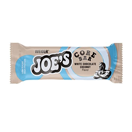 WEIDER Joe's Core Bar, délicieuse barre protéinée au cœur moelleux enrobé de chocolat blanc, barre protéinée avec plus de 31% de protéines, faible teneur en sucre, Goût Chocolat Blanc-Coco, 12 x 45 g