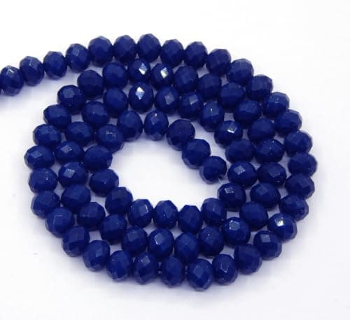 Perlin Lot de 160 perles en cristal de Bohême tchèque 3 mm x 2 mm, perles tchèques en verre taillé CZ, perles rondelles à facettes, perles en verre, 1 fil (bleu roi opaque)