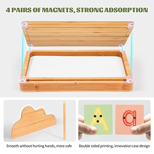 AtMini Montessori Table de Sable début d'entraînement d'écriture et de Dessin Jouet en Bois Montessori Table de Sable éducative Jouet pour Le développement Moteur précoce chez Les Enfants (blanc)