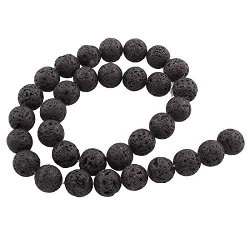 Pierre précieuse de lave Perlin 14/12/10/8/6/4 mm ronde, perles de lave, noires, pierre naturelle, pierre, pierre semi-précieuse pour bijoux, chaîne, bracelet, Pierre, Noir , 4mm 90stk 1 Strang