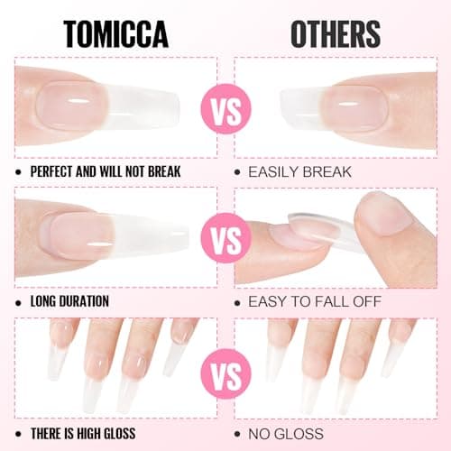 TOMICCA 2 Couleurs Nail Extender Gel Clear & Rose Clair Set, Gel Acrylique Pour Ongles Quick Extender Polygel Pour Ongles en gel Longue Tenue & Look Naturel Pour Débutantes & Professionnelles de Salon
