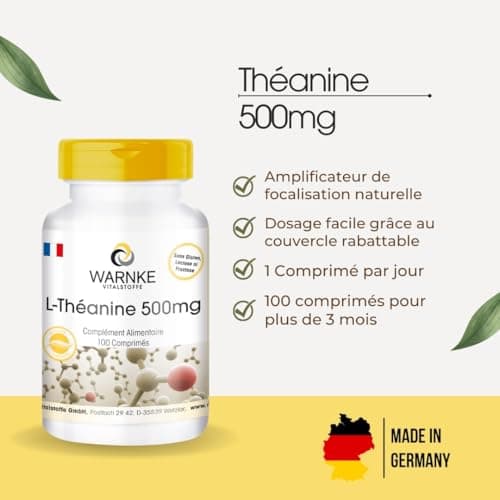 L-Théanine comprimés - 500mg - vegan - 100 comprimés - Acides aminés | Warnke Vitalstoffe - Qualité des pharmacies allemandes