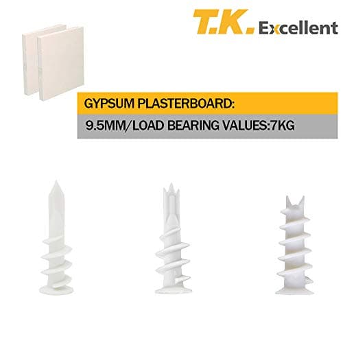 T.K.Excellent Cheville placo,Cheville placo charge lourde, incluant 50 Stück Chevilles pour Plaque de Plâtre,50 Vis à Tête Cruciforme