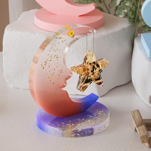 Rongxze Moule pour Resine Epoxy, Moules en Silicone pour Cadre, Moules en Résine de Silicone pour la Fabrication de Lune, Étoile, Mariage Anniversaire Accueil Décoration, Cadeaux Faits à la Main