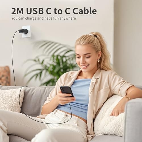 45W Chargeur USB C Secteur Charge Rapide pour Samsung Galaxy S24/S23/S22/S21 Ultra/S20/S20+/Note 20/10/9/8/A73/A53/A52/S10/S9 et 2M Câble, Nanaisse Adaptateur Type C Mural Alimentation Prise Noir
