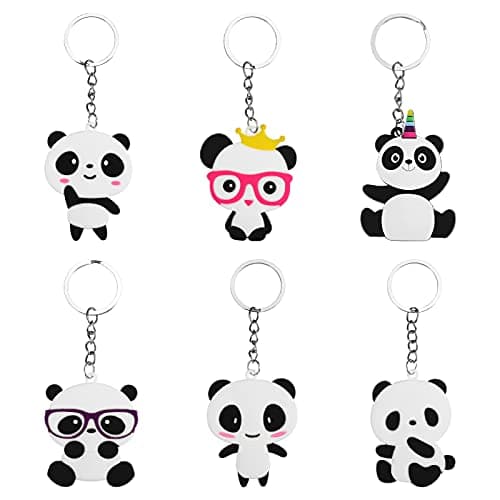 Toyvian Panda Porte-clés Mignons Voiture Porte-clés À Main Décorations Pendentif Party Favors 6 pcs (Style aléatoire) Blanc