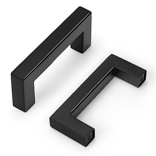 PinLin Set de 30 poignées de porte d'armoire de cuisine en acier inoxydable chambre à coucher dressing Cup Board tirette 76mm trou Centre largeur 12mm noir carré t - grip
