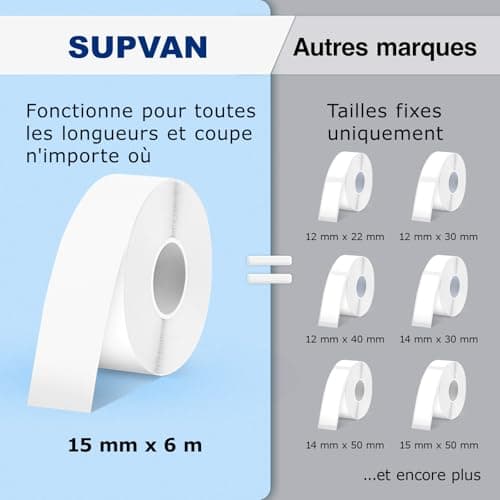 SUPVAN E10 Etiqueteuse inclut Étiquettes Autocollantes Imperméables, Smart App avec 40+ Polices, 150+ Modèles et 700+ Icônes, Idéale pour la Maison, la Cuisine, l'école, l'organisation et Le Bureau
