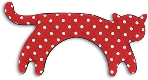 LESCHI Coussin chauffant - Bouillotte micro-ondes - Animal : chat rouge à pois - Bouillotte graines de blé bio souple - Idéal pour se réchauffer en hiver et tensions au niveau cou, épaules, nuque